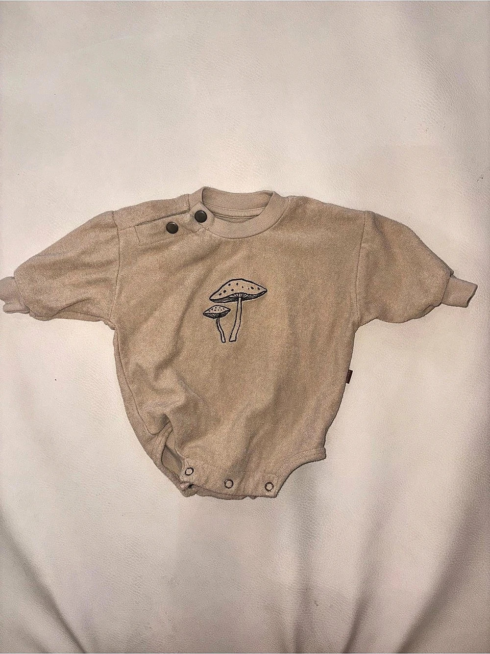 KIDWILD Baby TerryCloth Bodysuit Mushroom Graphic Brown Baby 0-3M